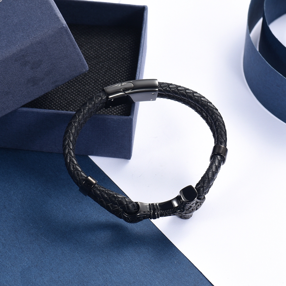 Viking Thor's Hammer Cremation Bracelet for Ashes Braided Leather Cuff Bangle - Picture 22 of 26