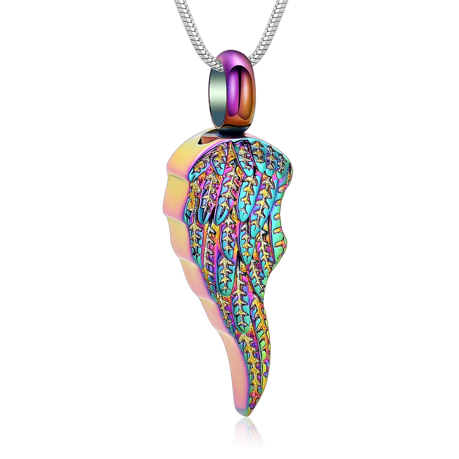 Stainless Steel Wing Cremation Pendant Keepsake Urn Necklace For Ashes Jewellery - Picture 13 of 28