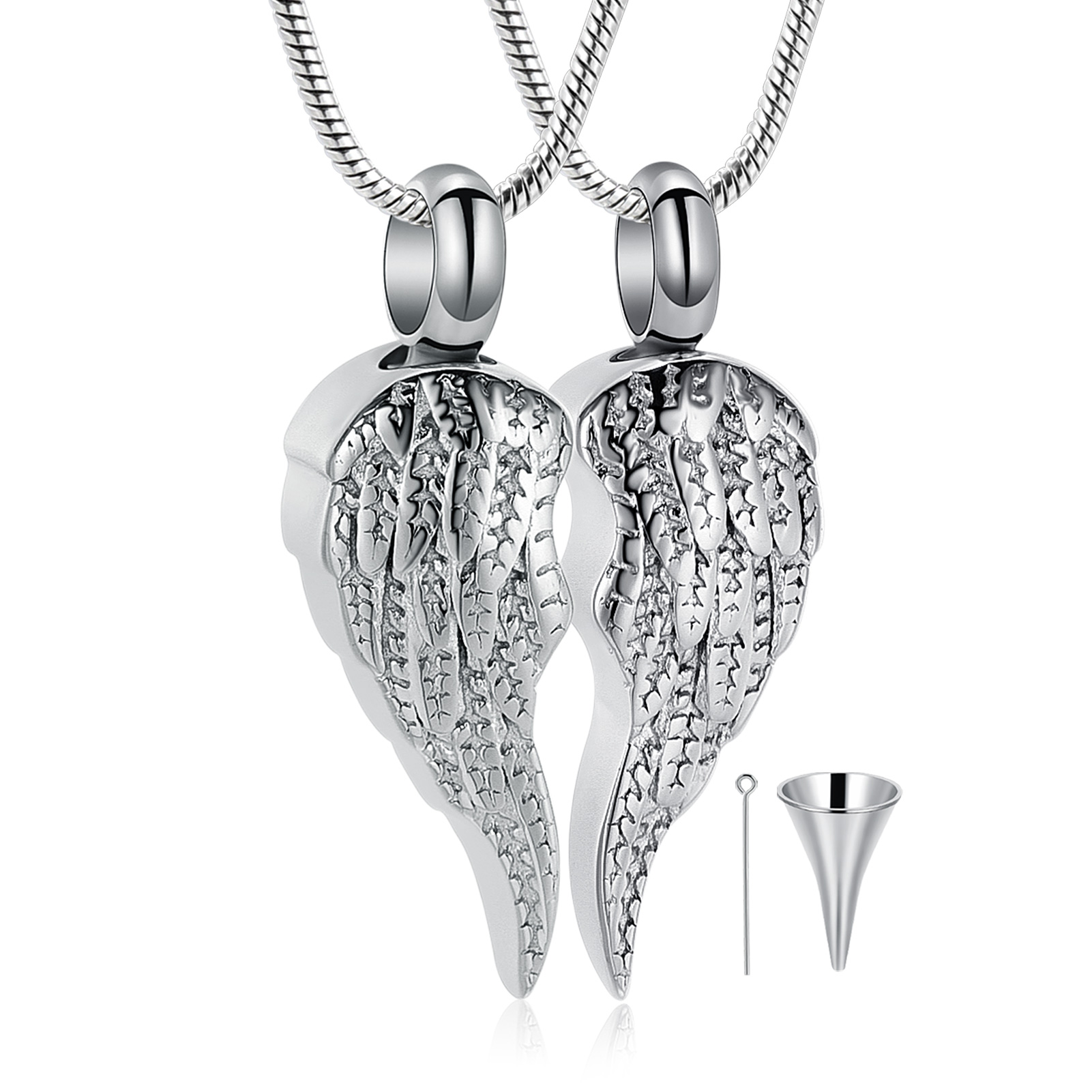 Stainless Steel Wing Cremation Pendant Keepsake Urn Necklace For Ashes Jewellery - Picture 20 of 28