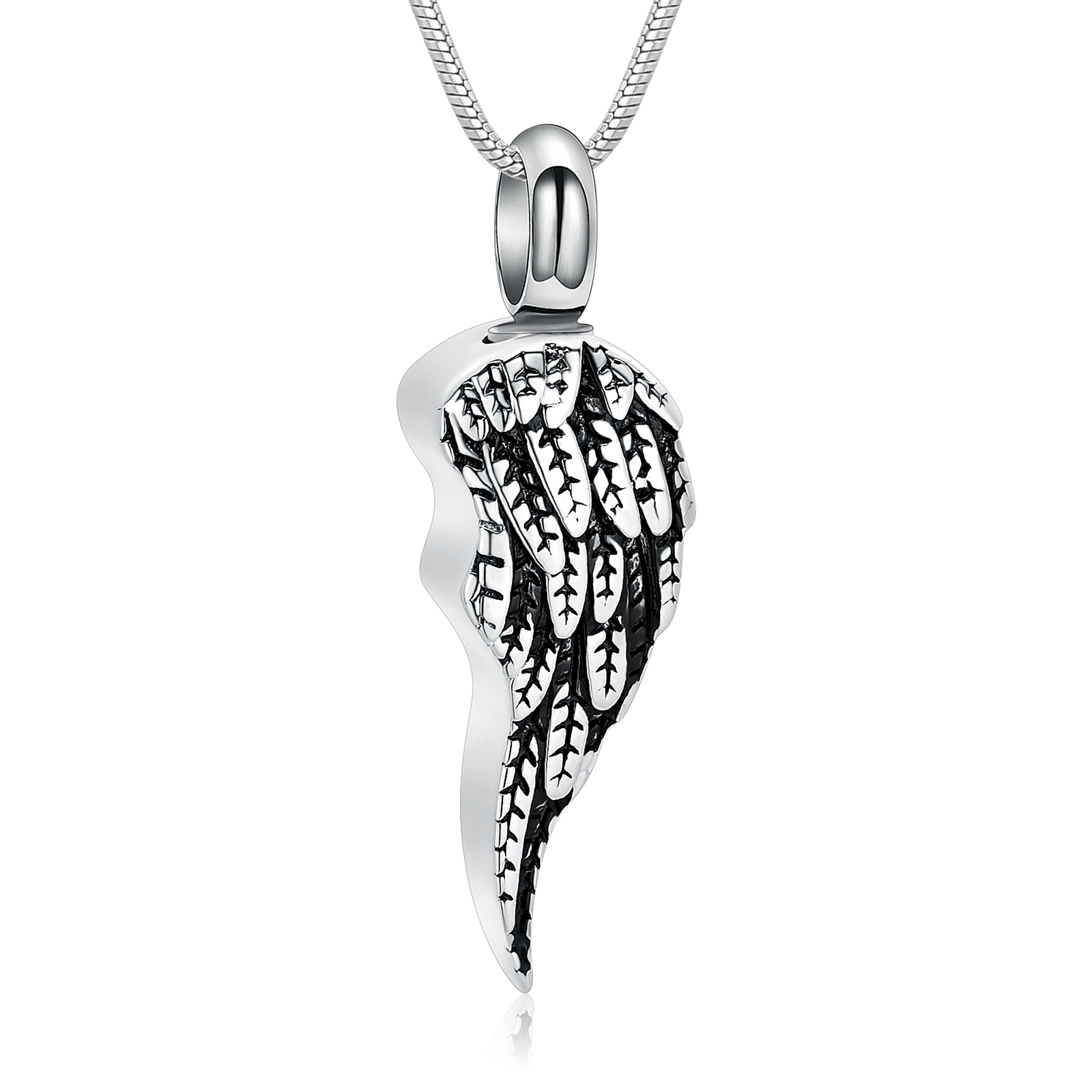 Stainless Steel Wing Cremation Pendant Keepsake Urn Necklace For Ashes Jewellery - Picture 27 of 28