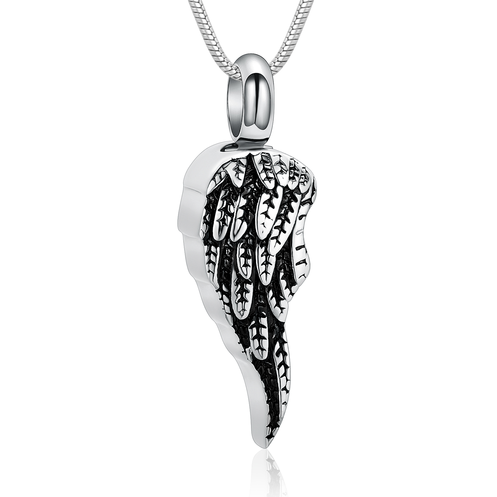 Stainless Steel Wing Urn Pendant Memory Necklace Cremation Ashe Memorial Jewelry