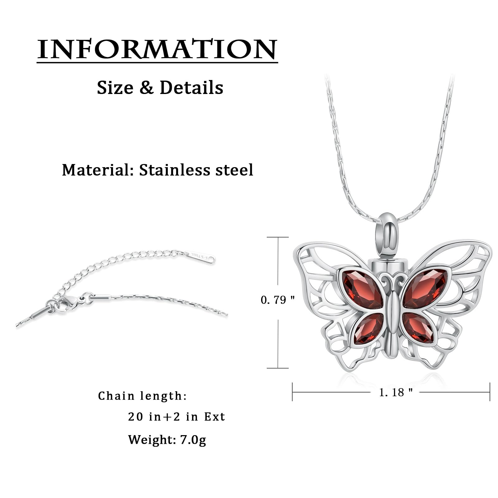 Crystal Butterfly Cremation Pendant Keepsake Urn Necklace For Ashes Jewellery - Picture 4 of 50