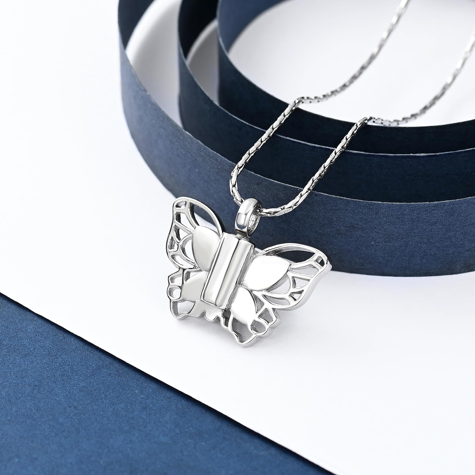 Crystal Butterfly Cremation Pendant Keepsake Urn Necklace For Ashes Jewellery - Picture 6 of 50
