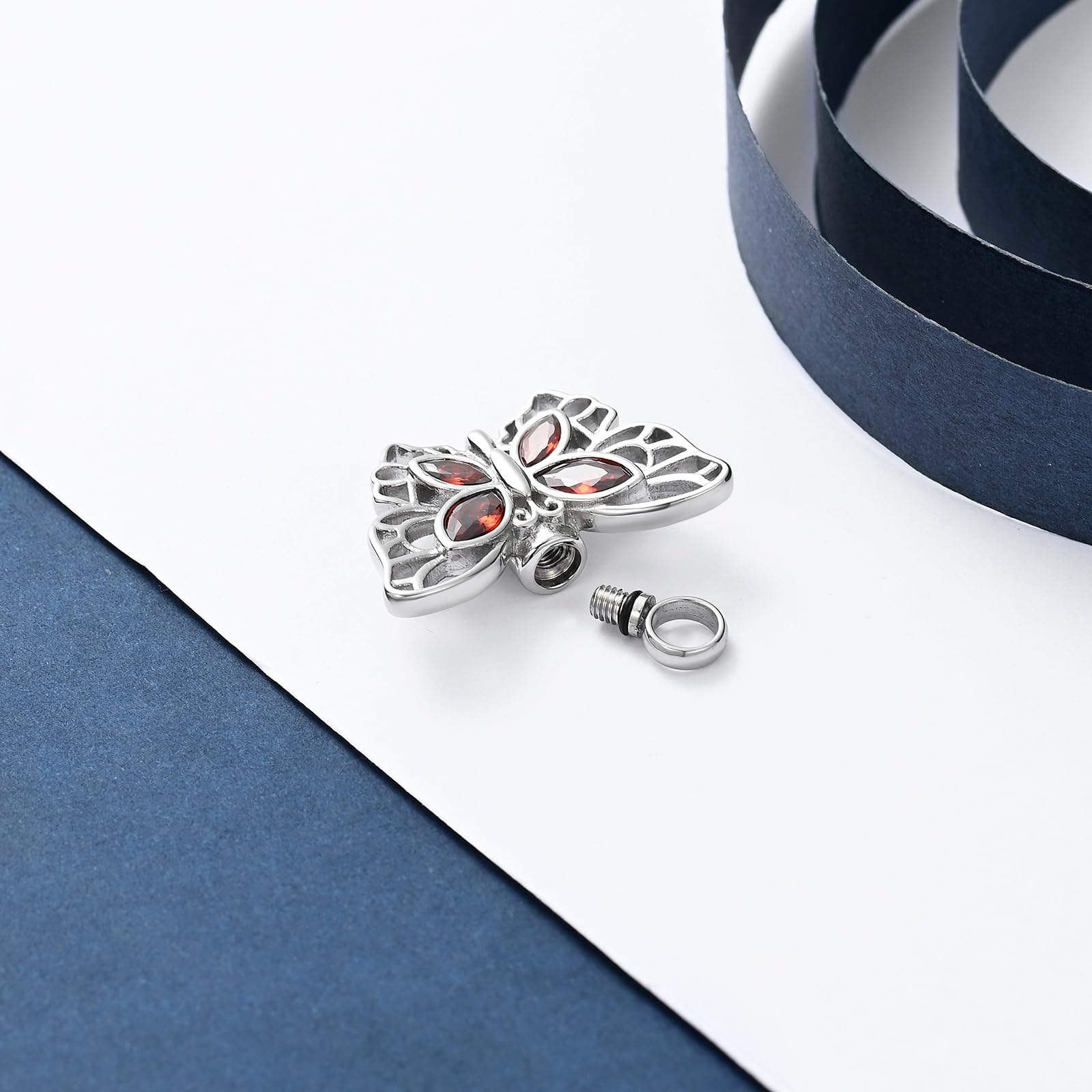 Crystal Butterfly Cremation Pendant Keepsake Urn Necklace For Ashes Jewellery - Picture 7 of 50