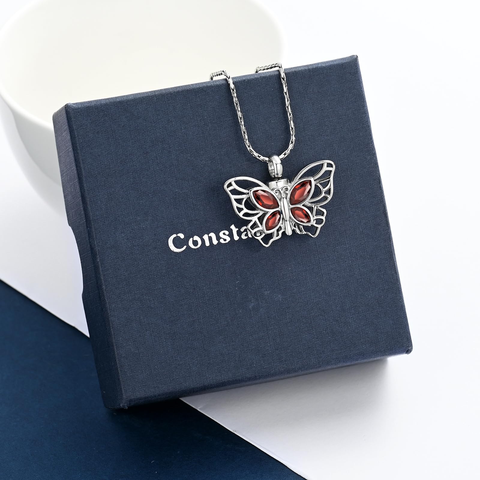 Crystal Butterfly Cremation Pendant Keepsake Urn Necklace For Ashes Jewellery - Picture 5 of 50