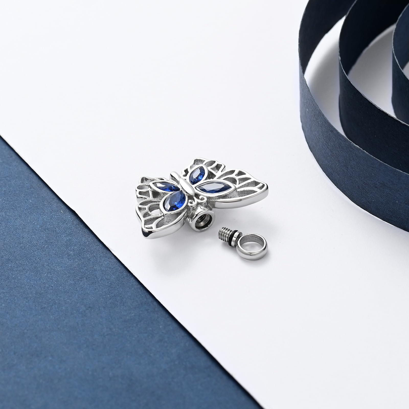 Crystal Butterfly Cremation Pendant Keepsake Urn Necklace For Ashes Jewellery - Picture 13 of 50