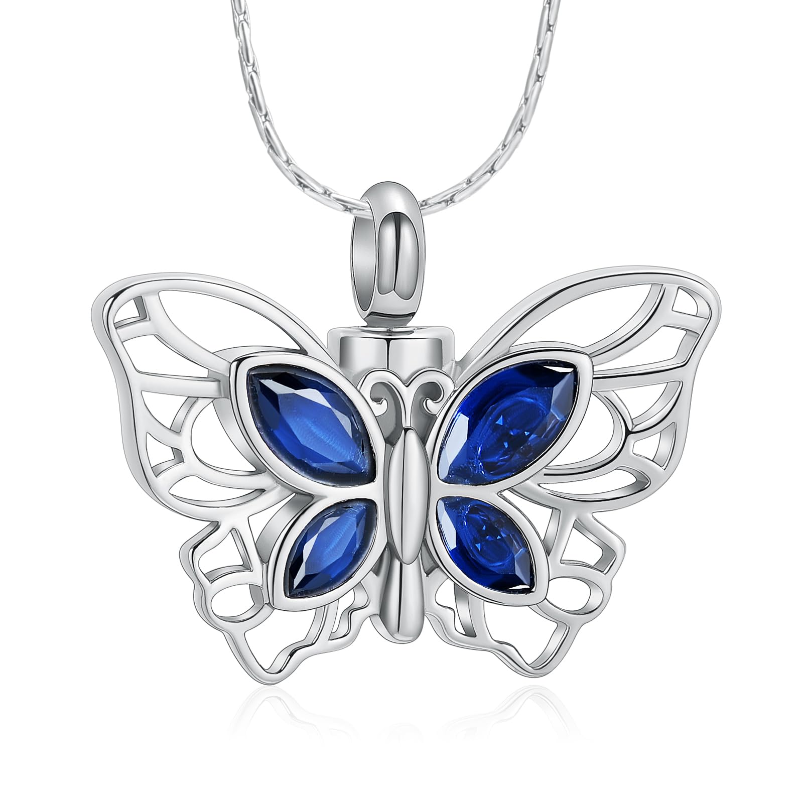 Crystal Butterfly Cremation Pendant Keepsake Urn Necklace For Ashes Jewellery - Picture 9 of 50