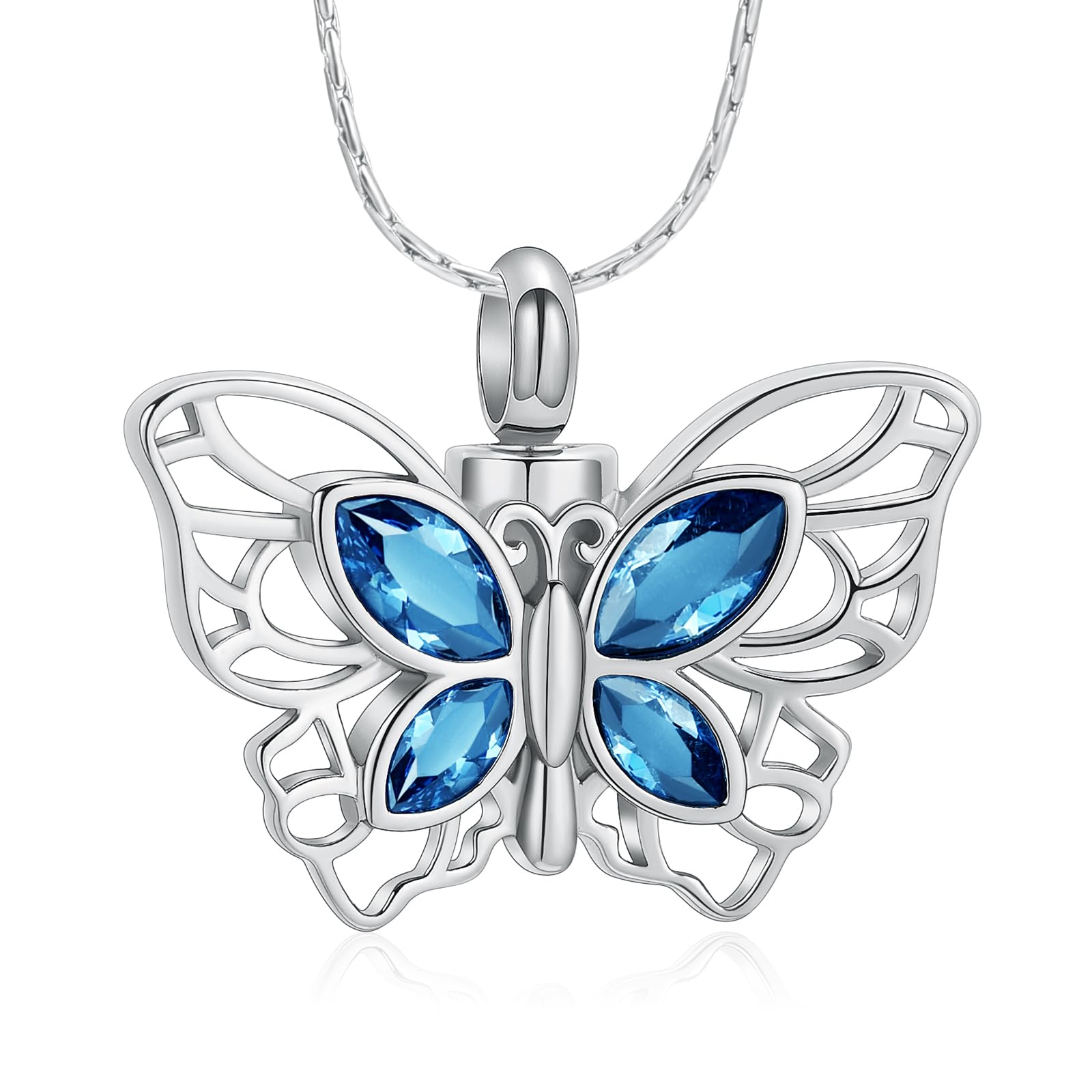 Crystal Butterfly Cremation Pendant Keepsake Urn Necklace For Ashes Jewellery - Picture 15 of 50
