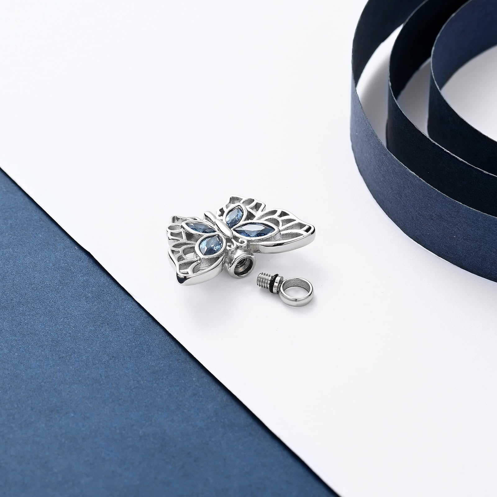 Crystal Butterfly Cremation Pendant Keepsake Urn Necklace For Ashes Jewellery - Picture 19 of 50