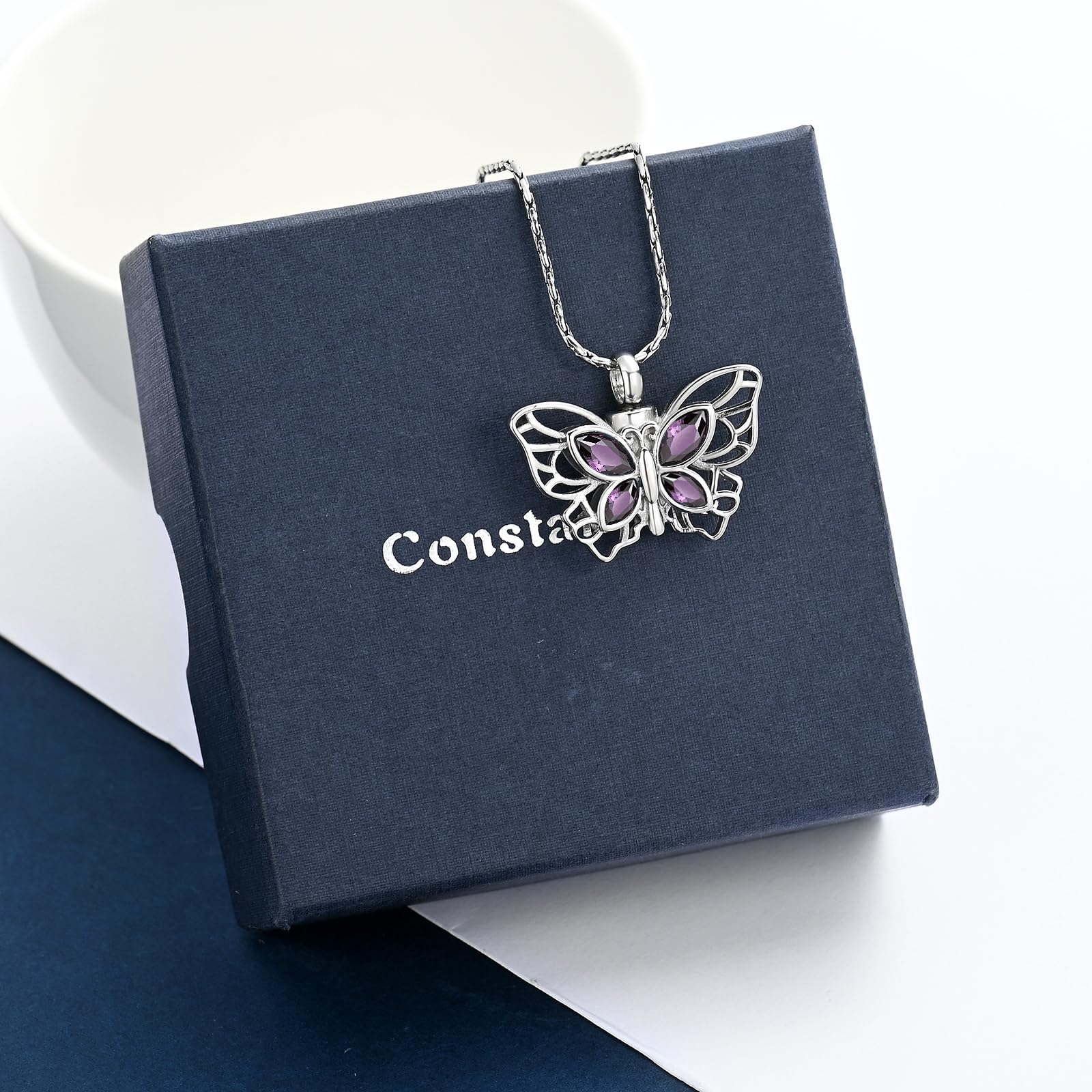 Crystal Butterfly Cremation Pendant Keepsake Urn Necklace For Ashes Jewellery - Picture 23 of 50