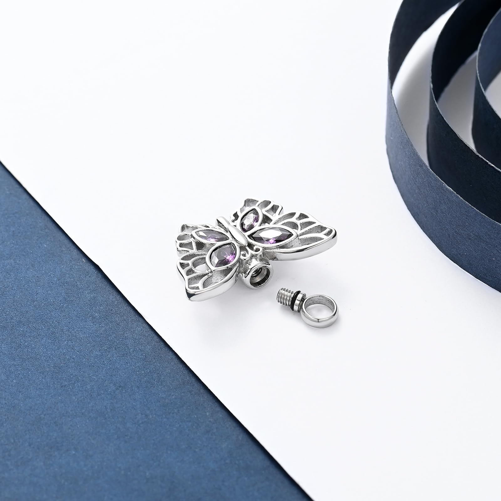 Crystal Butterfly Cremation Pendant Keepsake Urn Necklace For Ashes Jewellery - Picture 25 of 50