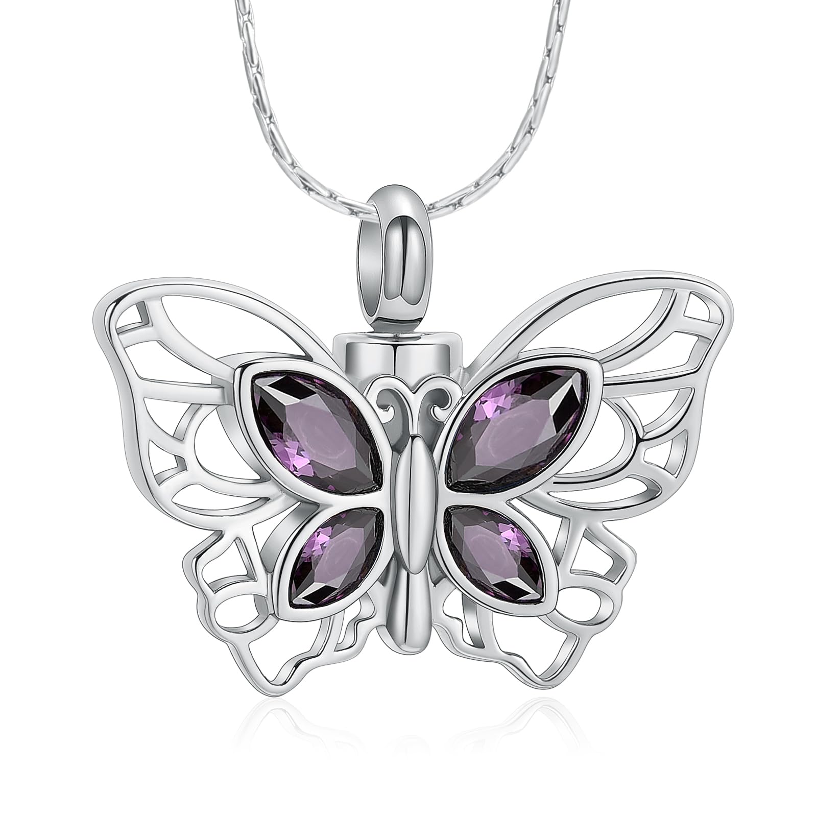 Crystal Butterfly Cremation Pendant Keepsake Urn Necklace For Ashes Jewellery - Picture 21 of 50