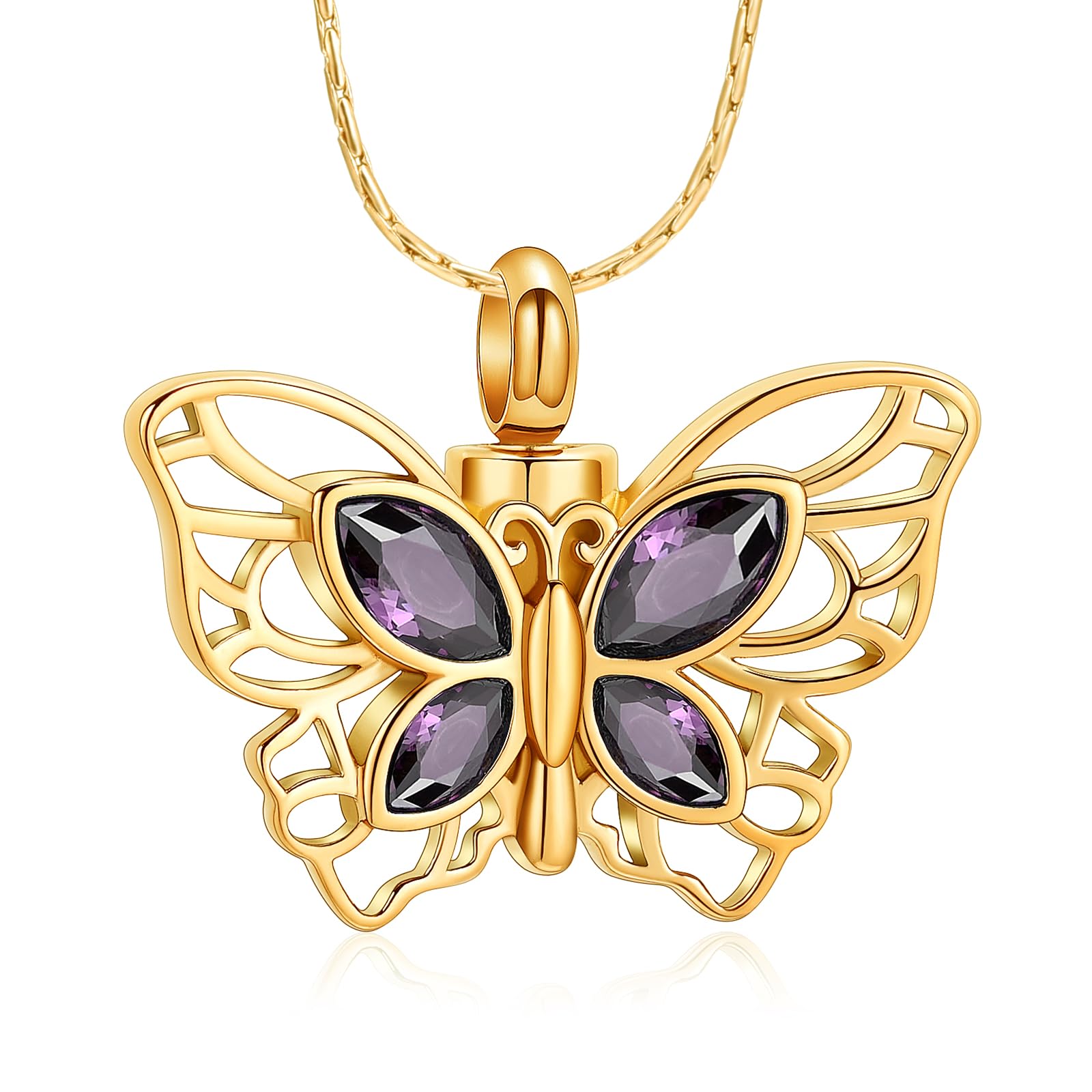 Crystal Butterfly Cremation Pendant Keepsake Urn Necklace For Ashes Jewellery - Picture 27 of 50