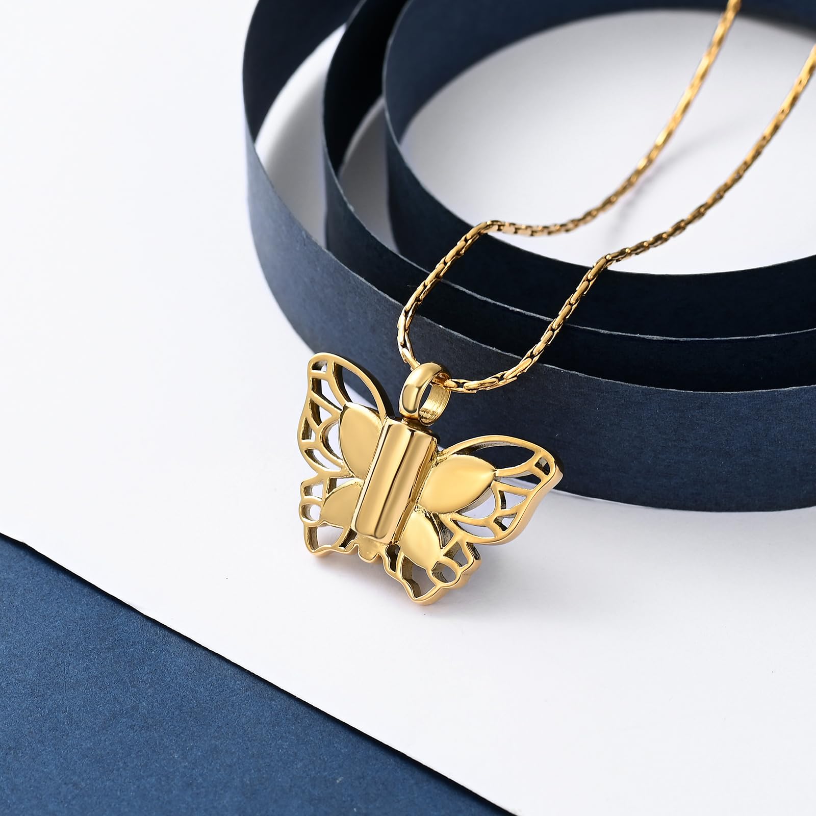 Crystal Butterfly Cremation Pendant Keepsake Urn Necklace For Ashes Jewellery - Picture 30 of 50