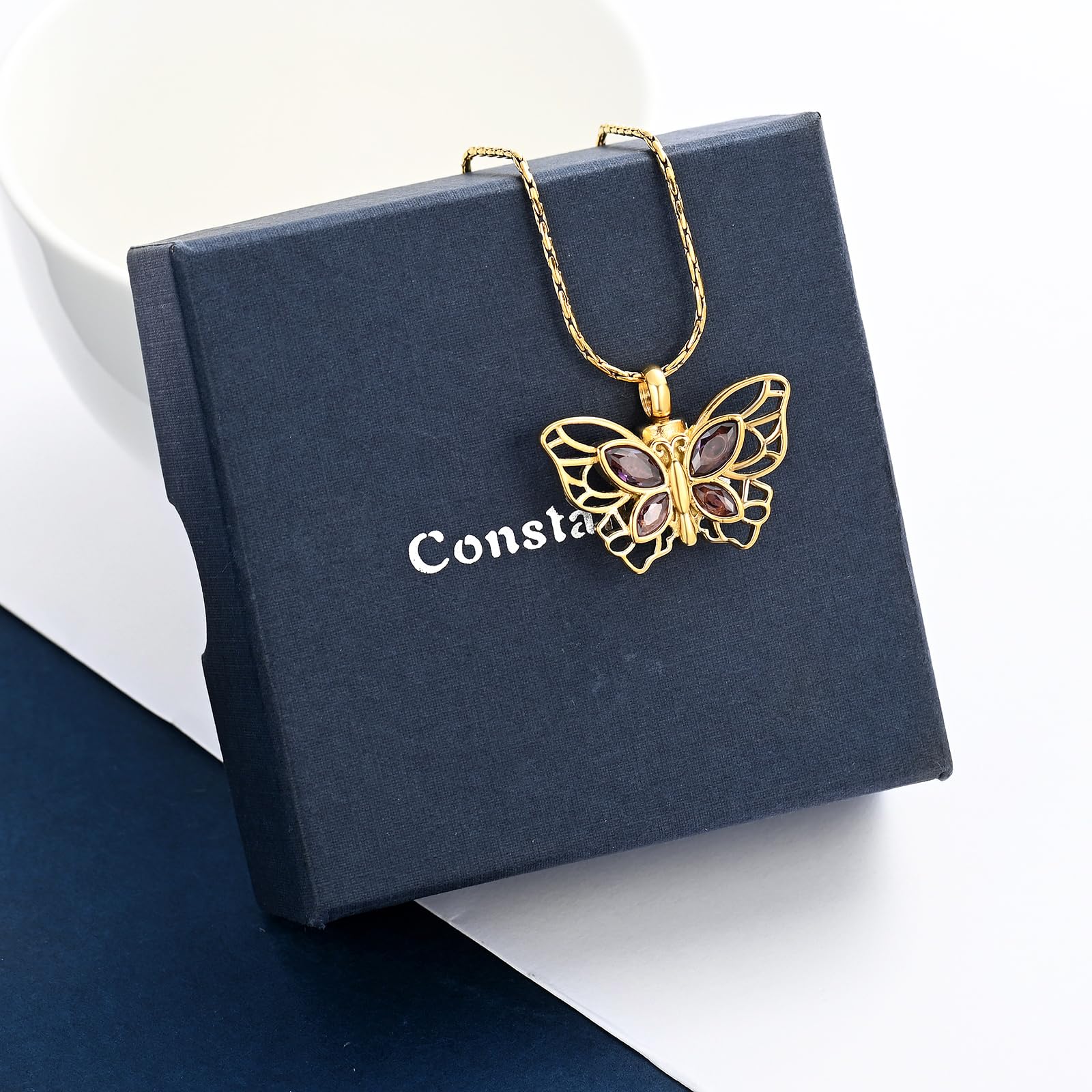 Crystal Butterfly Cremation Pendant Keepsake Urn Necklace For Ashes Jewellery - Picture 29 of 50