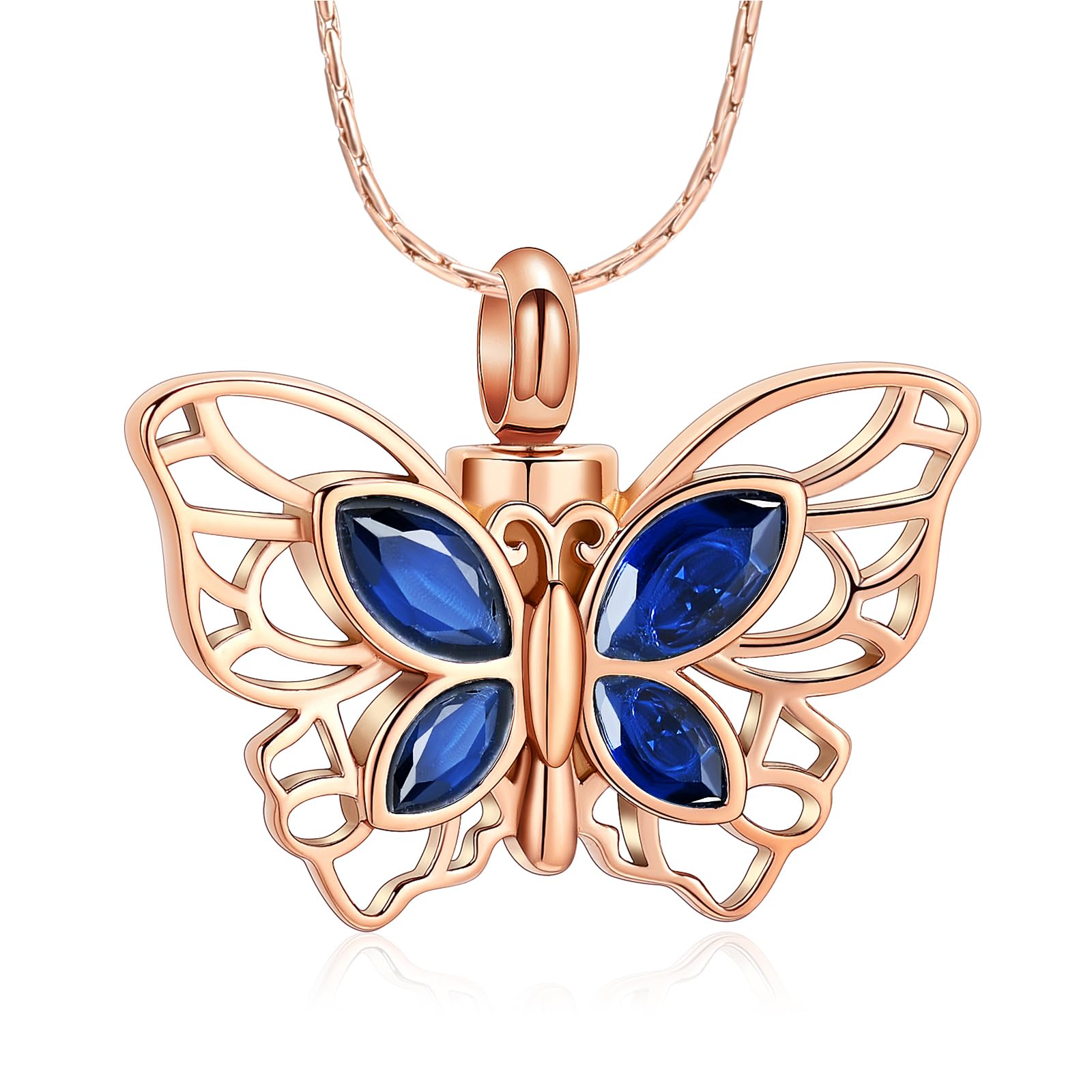 Crystal Butterfly Cremation Pendant Keepsake Urn Necklace For Ashes Jewellery - Picture 33 of 50