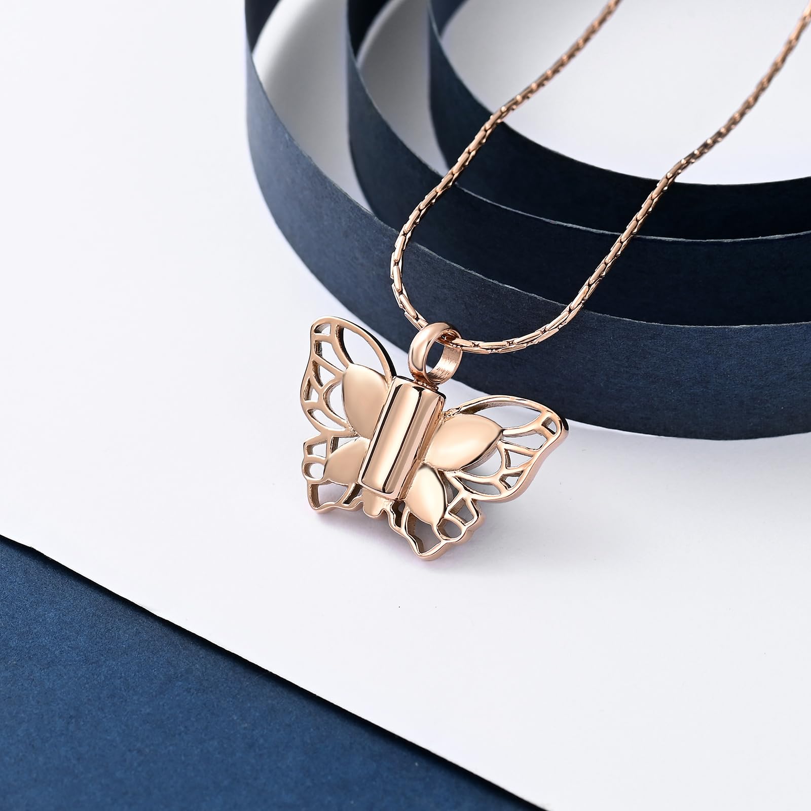 Crystal Butterfly Cremation Pendant Keepsake Urn Necklace For Ashes Jewellery - Picture 36 of 50