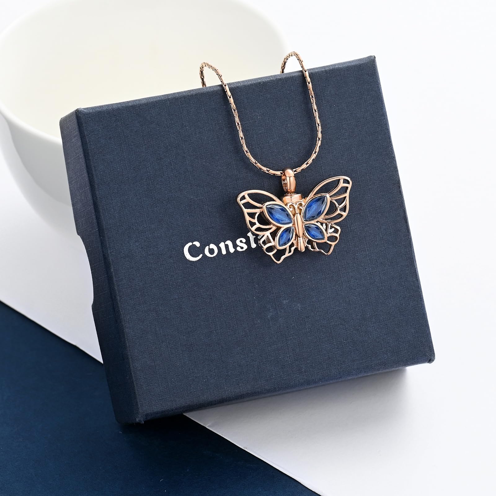 Crystal Butterfly Cremation Pendant Keepsake Urn Necklace For Ashes Jewellery - Picture 35 of 50