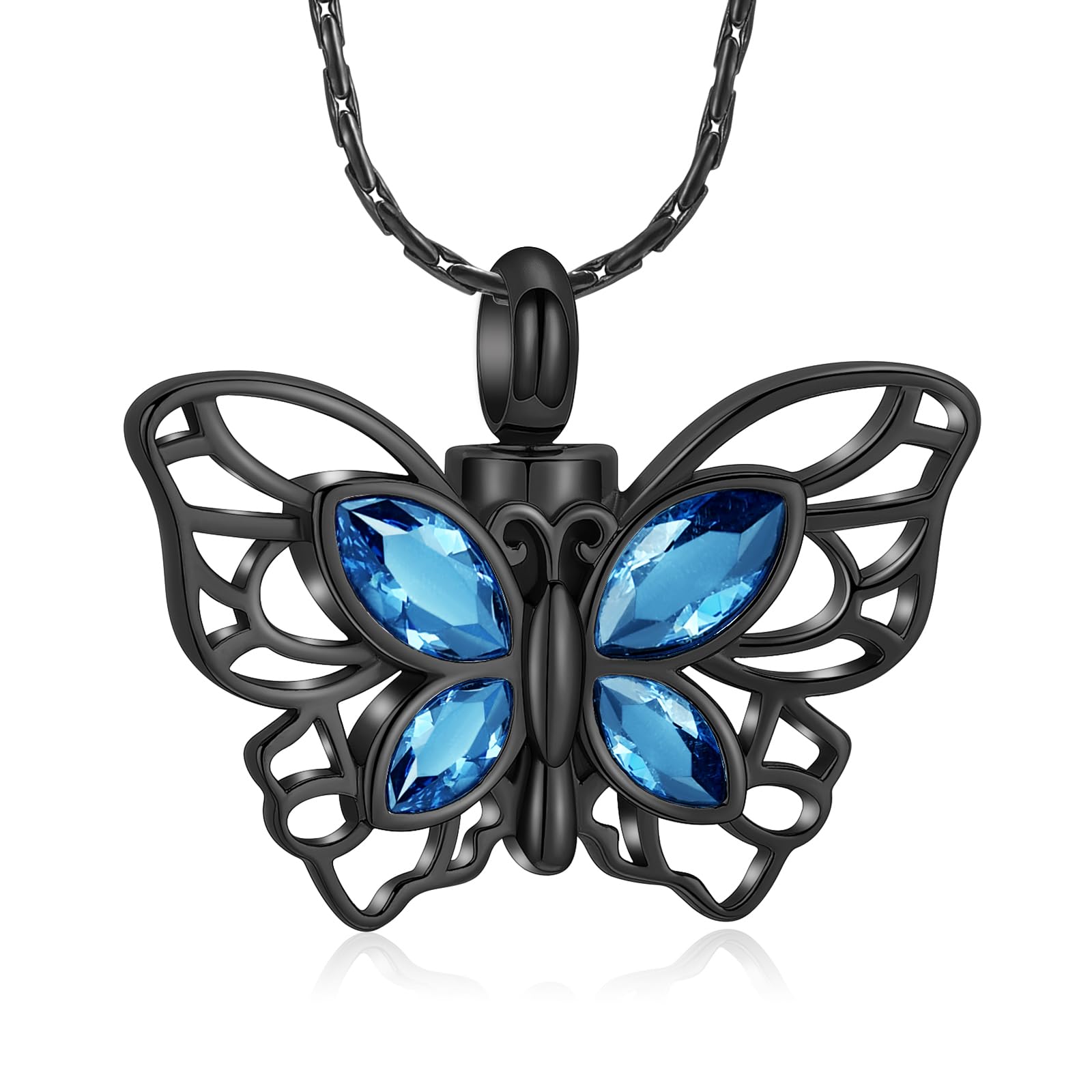 Crystal Butterfly Cremation Pendant Keepsake Urn Necklace For Ashes Jewellery - Picture 39 of 50