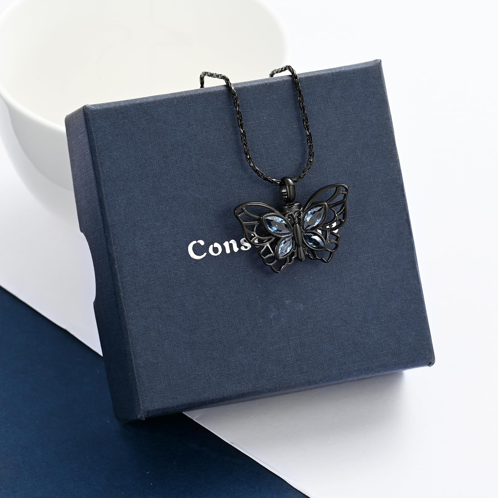 Crystal Butterfly Cremation Pendant Keepsake Urn Necklace For Ashes Jewellery - Picture 41 of 50