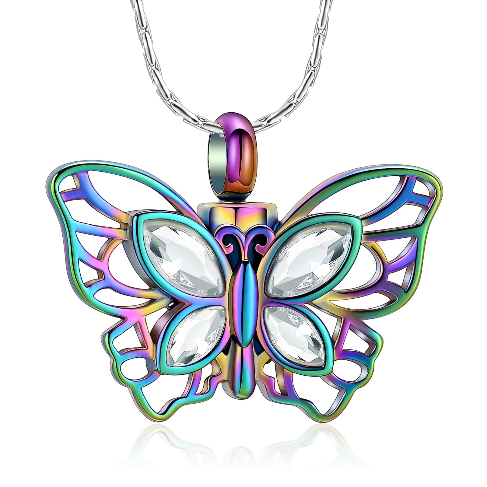 Crystal Butterfly Cremation Pendant Keepsake Urn Necklace For Ashes Jewellery - Picture 45 of 50