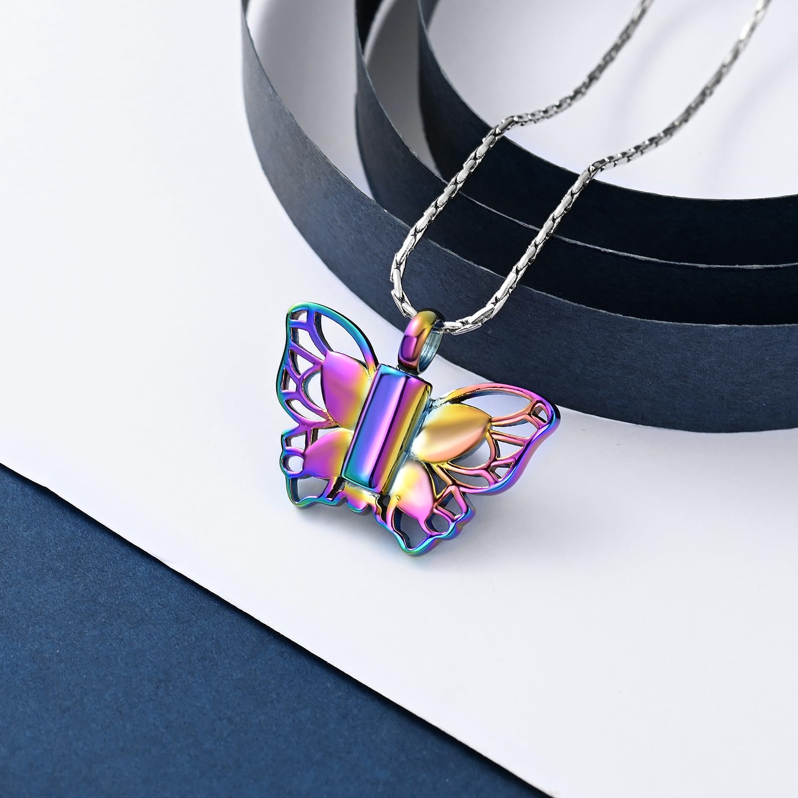 Crystal Butterfly Cremation Pendant Keepsake Urn Necklace For Ashes Jewellery - Picture 48 of 50