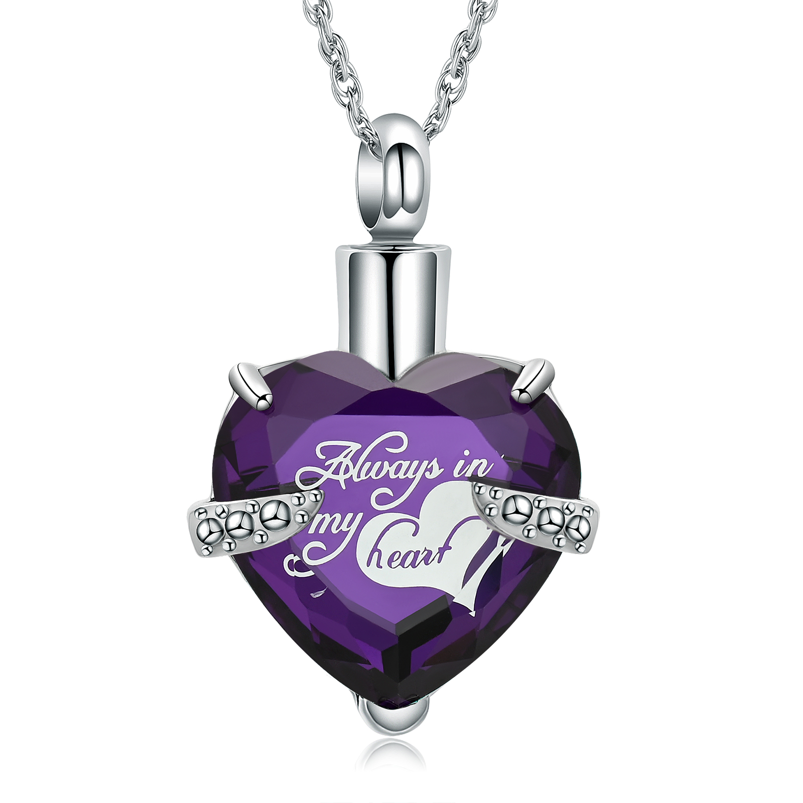 Cremation Jewelry for Ashe Necklace Always in my heart crystal heart Urn Pendant