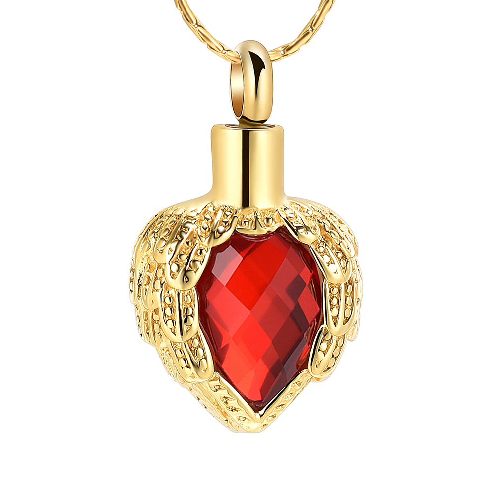 Cremation Jewelry for Ashes Urn Pendant Angel Wing Crystal Heart Memory Necklace