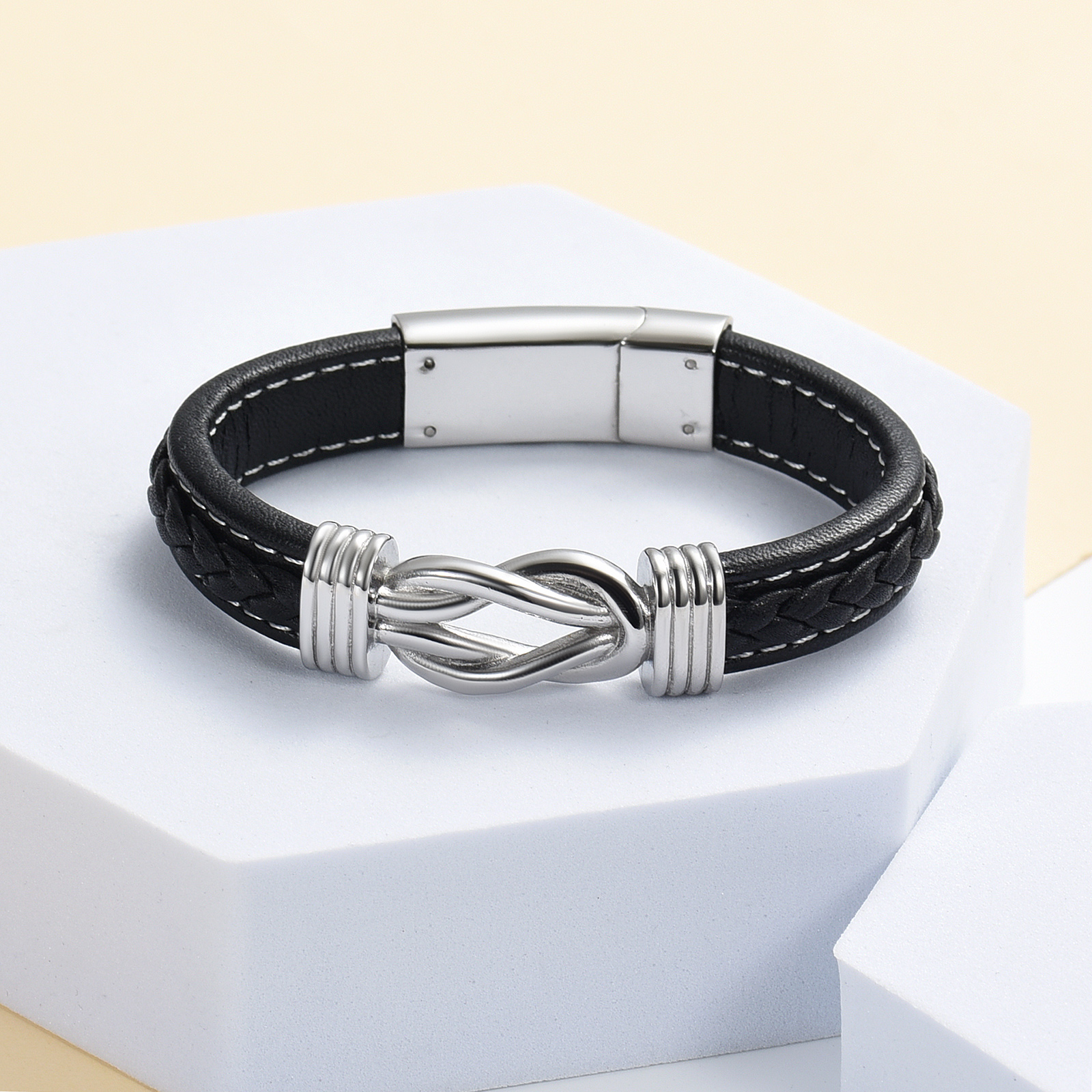 Urn Bracelet for Ashes for Women Men Infinity Knot Cremation Leather Cuff Bangle - Picture 18 of 41