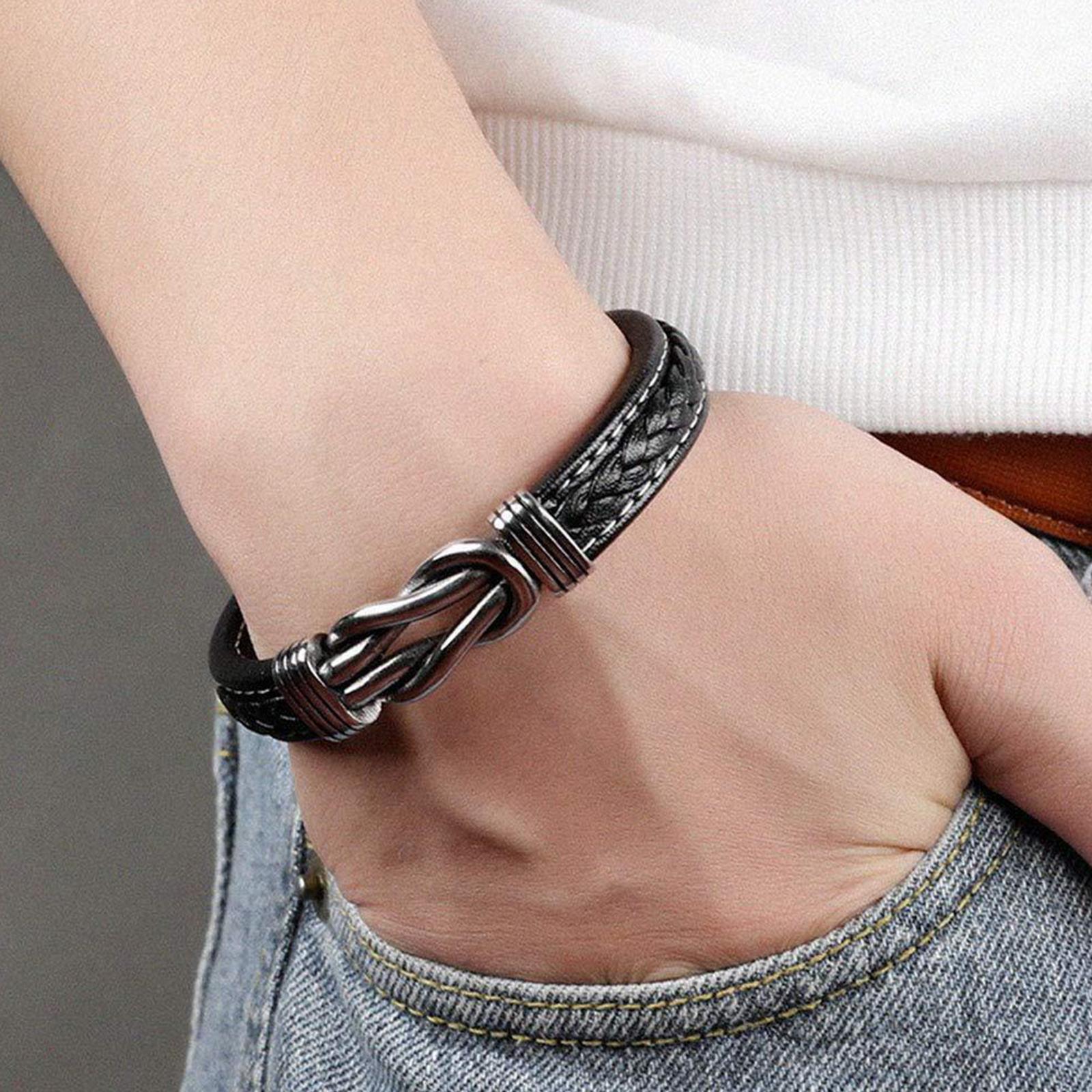 Urn Bracelet for Ashes for Women Men Infinity Knot Cremation Leather Cuff Bangle - Picture 26 of 41
