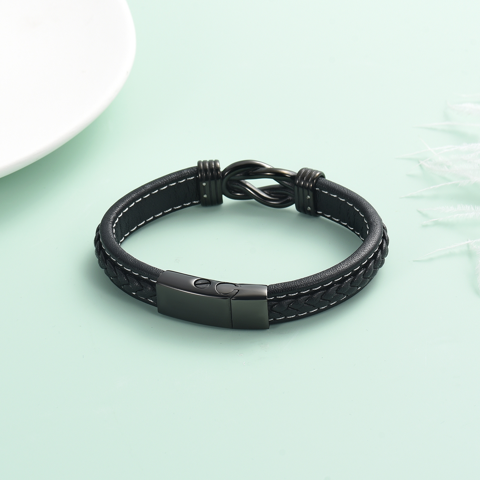 Urn Bracelet for Ashes for Women Men Infinity Knot Cremation Leather Cuff Bangle - Picture 29 of 41