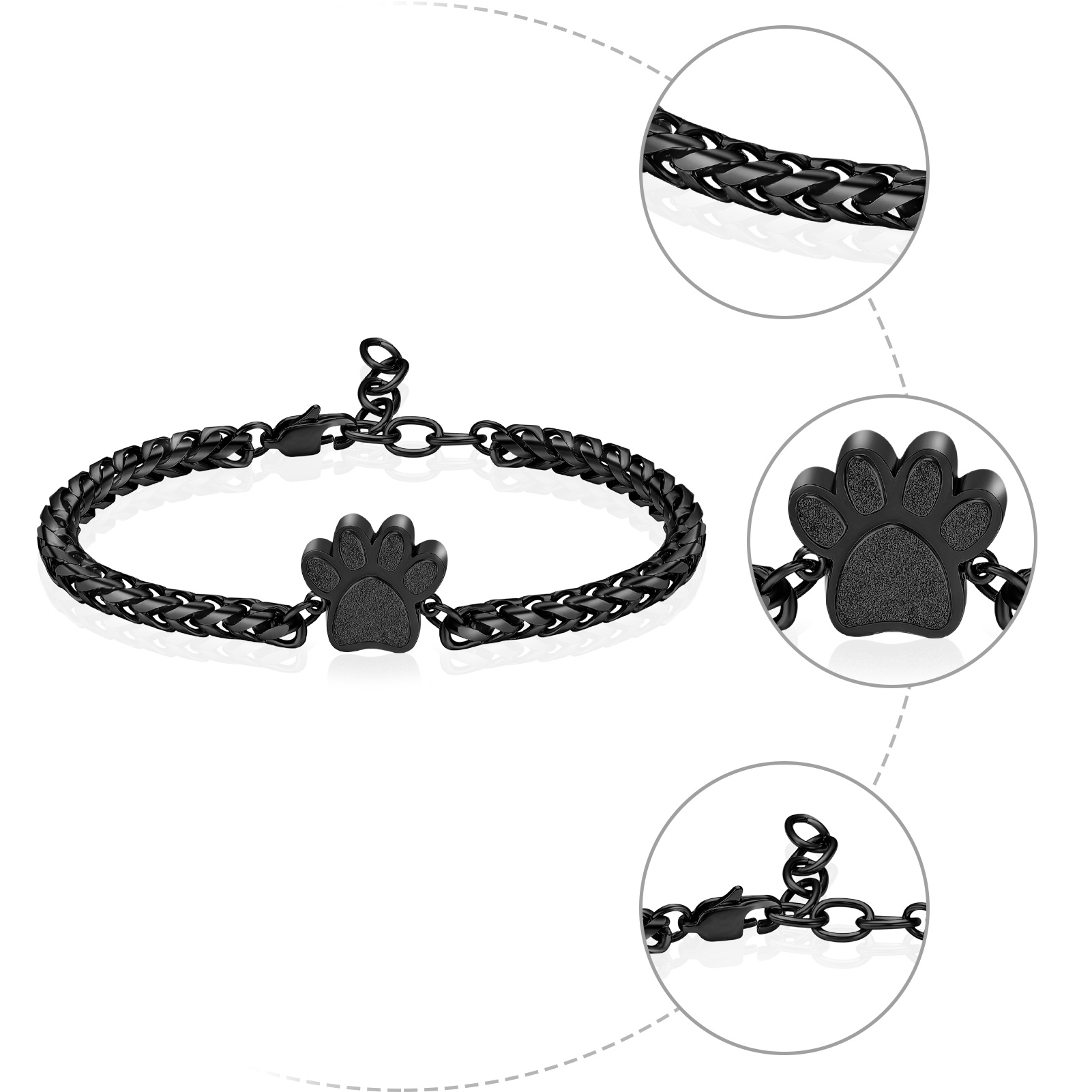 Stainless Steel Paw Print Urn Locket Pet Funeral Urn Bracelet for Dog Cat Ashes - Picture 22 of 39