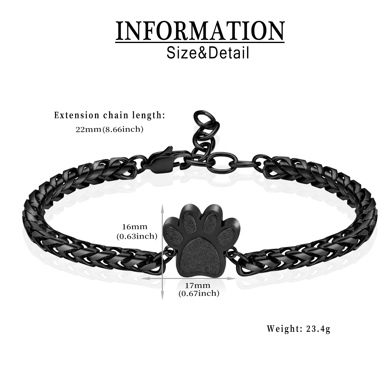 Stainless Steel Paw Print Urn Locket Pet Funeral Urn Bracelet for Dog Cat Ashes - Picture 21 of 39