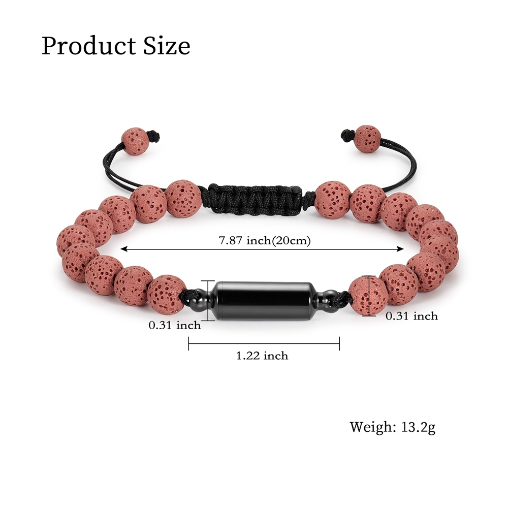 Lava Rock Stone Beaded Bracelet Memorial Cremation Jewelry For Ashes Bracelets - Picture 4 of 29