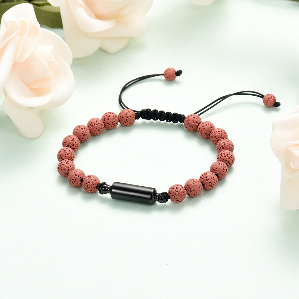 Lava Rock Stone Beaded Bracelet Memorial Cremation Jewelry For Ashes Bracelets - Picture 6 of 29