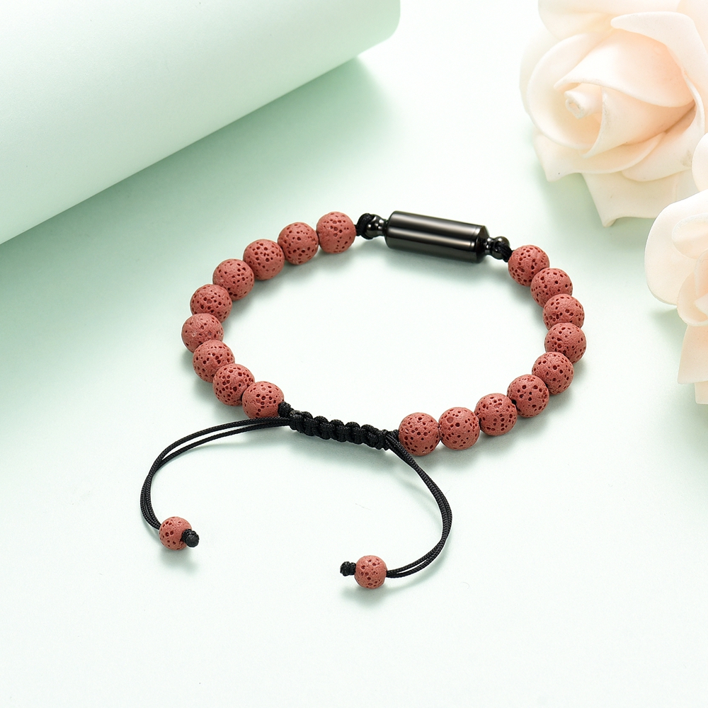 Lava Rock Stone Beaded Bracelet Memorial Cremation Jewelry For Ashes Bracelets - Picture 8 of 29