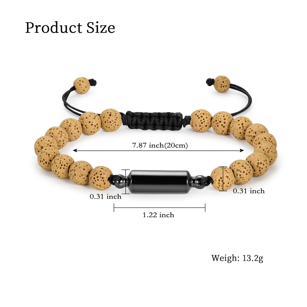 Lava Rock Stone Beaded Bracelet Memorial Cremation Jewelry For Ashes Bracelets - Picture 10 of 29