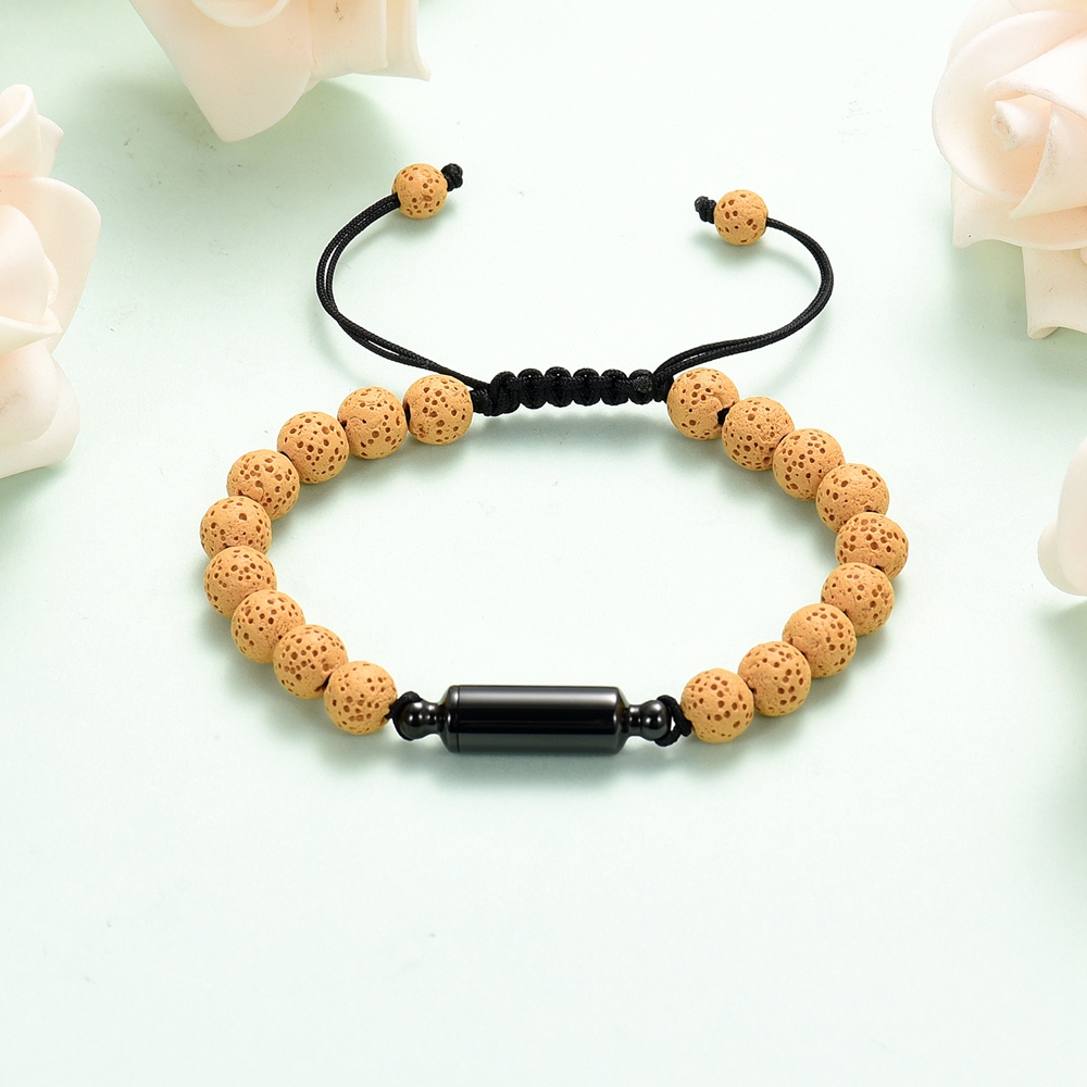 Lava Rock Stone Beaded Bracelet Memorial Cremation Jewelry For Ashes Bracelets - Picture 13 of 29