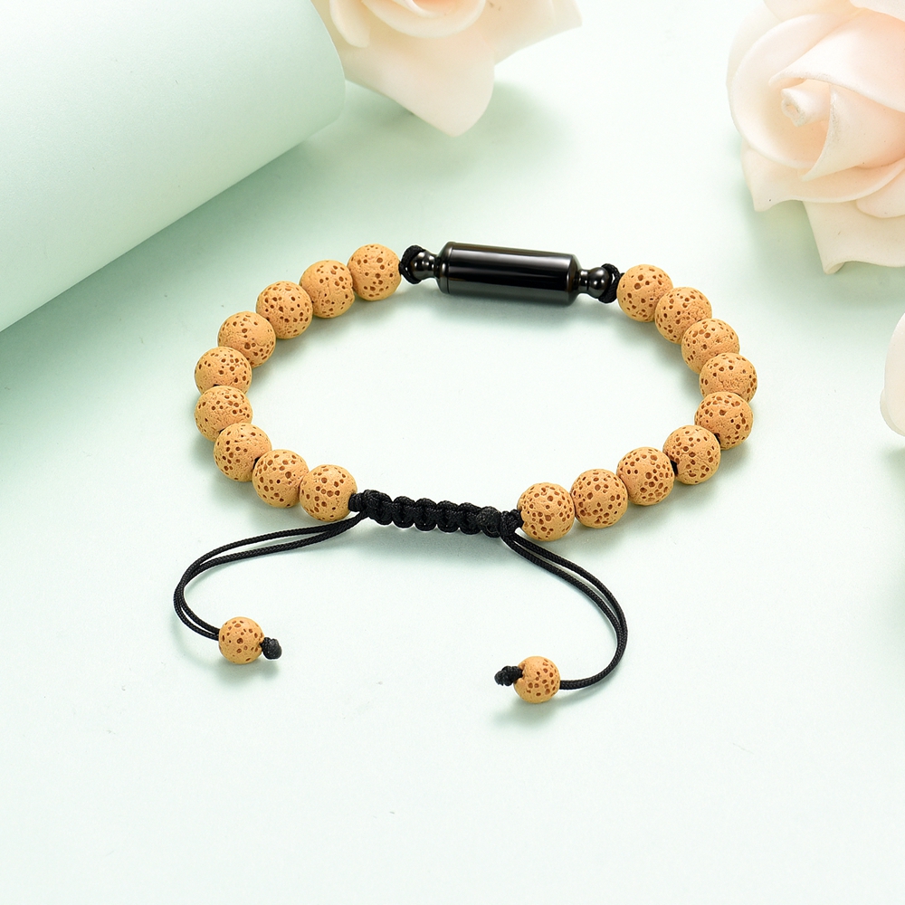 Lava Rock Stone Beaded Bracelet Memorial Cremation Jewelry For Ashes Bracelets - Picture 12 of 29