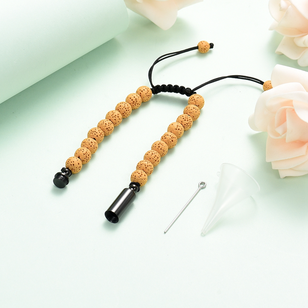 Lava Rock Stone Beaded Bracelet Memorial Cremation Jewelry For Ashes Bracelets - Picture 14 of 29