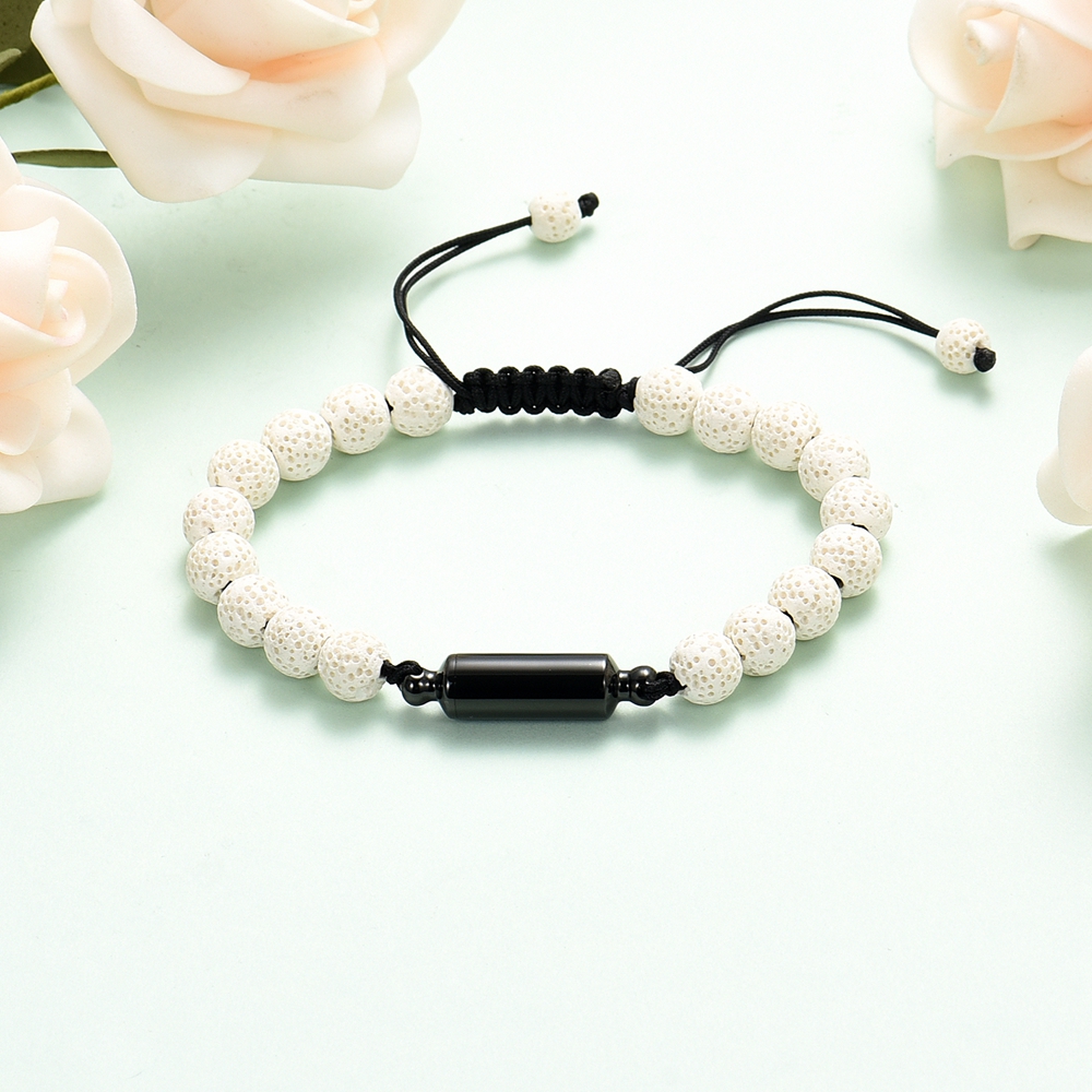 Lava Rock Stone Beaded Bracelet Memorial Cremation Jewelry For Ashes Bracelets - Picture 18 of 29