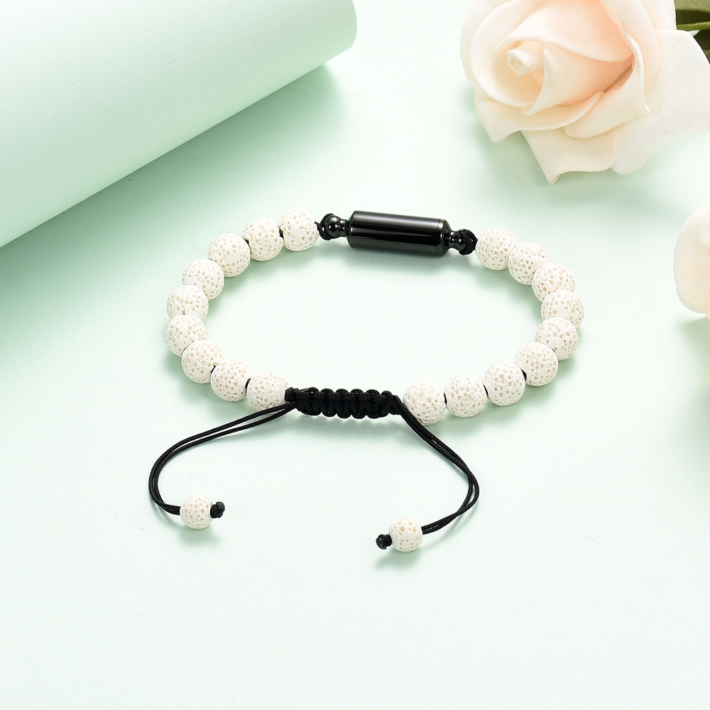 Lava Rock Stone Beaded Bracelet Memorial Cremation Jewelry For Ashes Bracelets - Picture 19 of 29