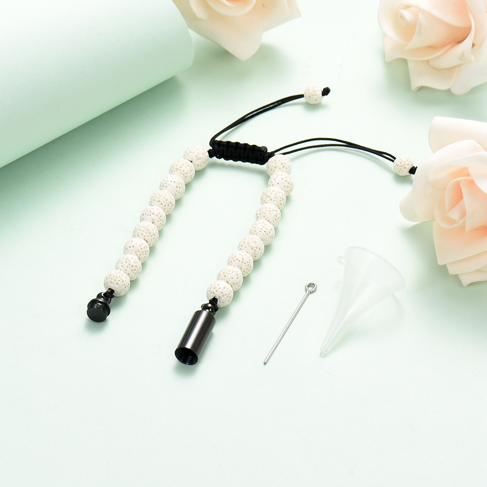 Lava Rock Stone Beaded Bracelet Memorial Cremation Jewelry For Ashes Bracelets - Picture 20 of 29