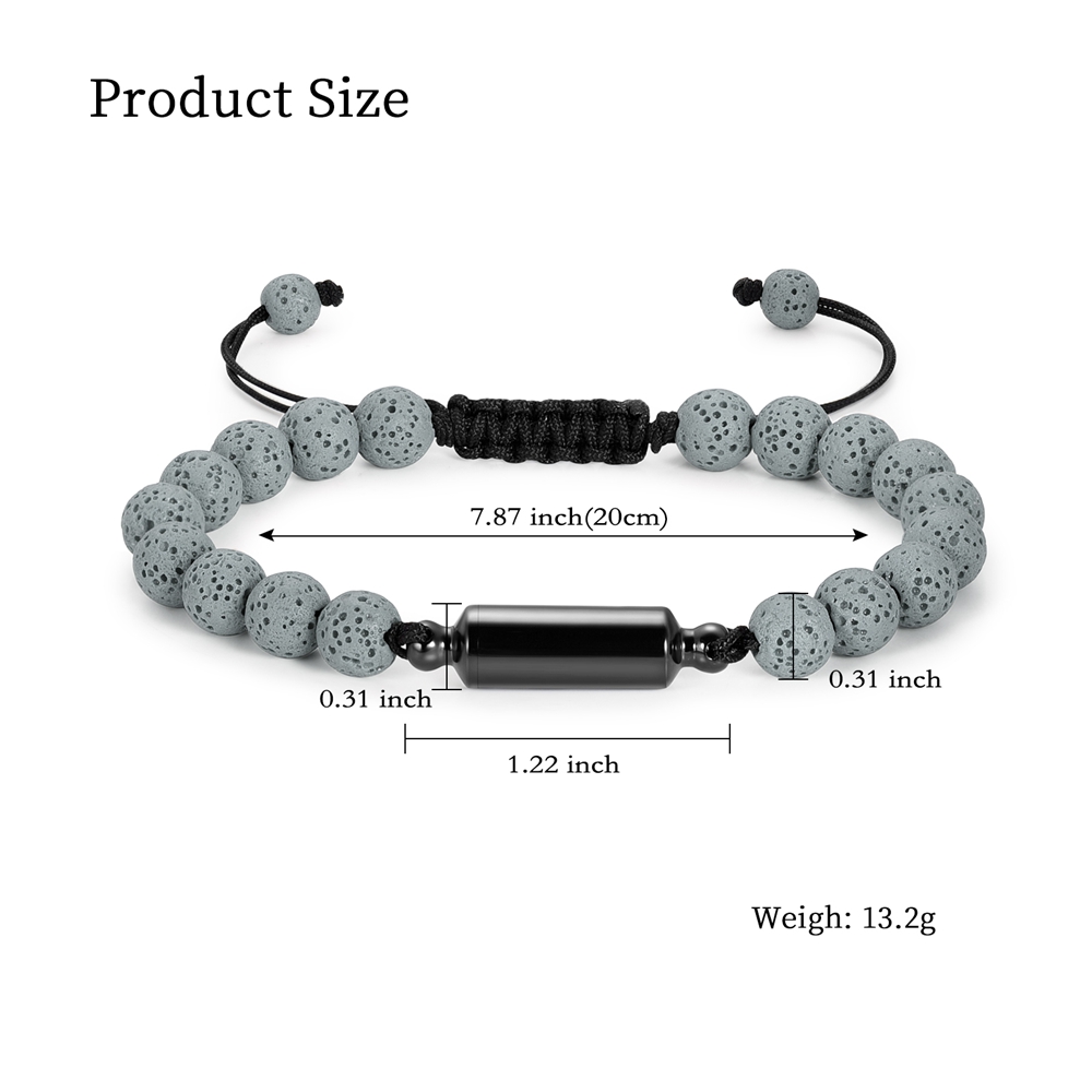 Lava Rock Stone Beaded Bracelet Memorial Cremation Jewelry For Ashes Bracelets - Picture 22 of 29