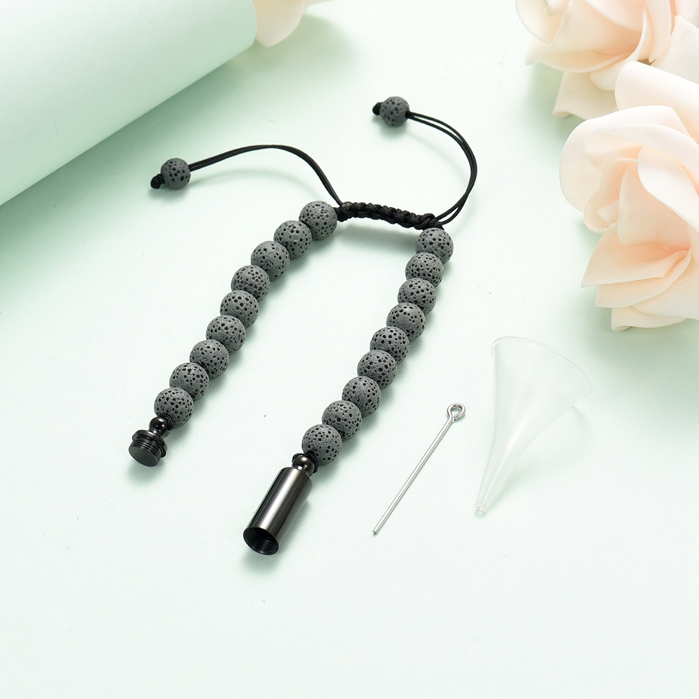 Lava Rock Stone Beaded Bracelet Memorial Cremation Jewelry For Ashes Bracelets - Picture 24 of 29