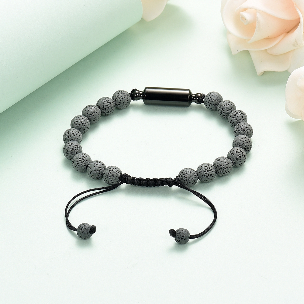 Lava Rock Stone Beaded Bracelet Memorial Cremation Jewelry For Ashes Bracelets - Picture 26 of 29