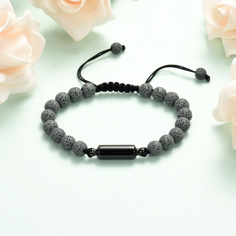 Lava Rock Stone Beaded Bracelet Memorial Cremation Jewelry For Ashes Bracelets - Picture 25 of 29