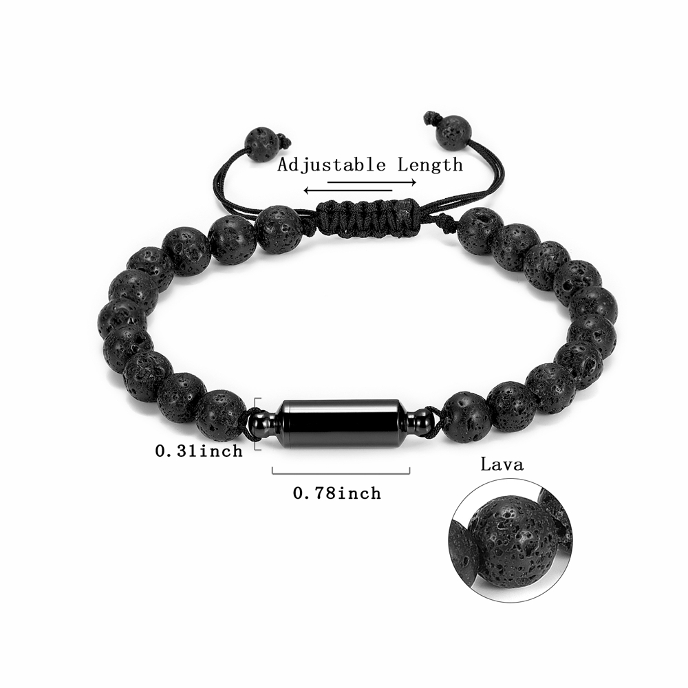 Lava Rock Stone Beaded Bracelet Memorial Cremation Jewelry For Ashes Bracelets - Picture 28 of 29
