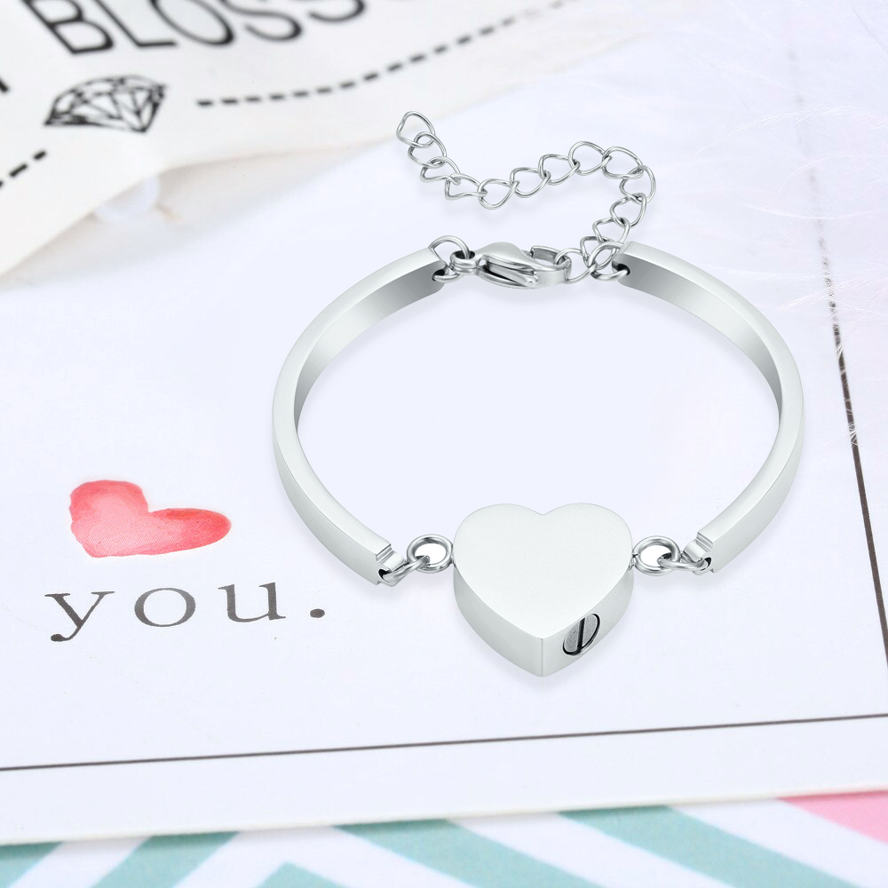 Stainless Steel Heart Urn Locket Funeral Cremation Jewelry For Ashes Bracelets - Picture 4 of 16
