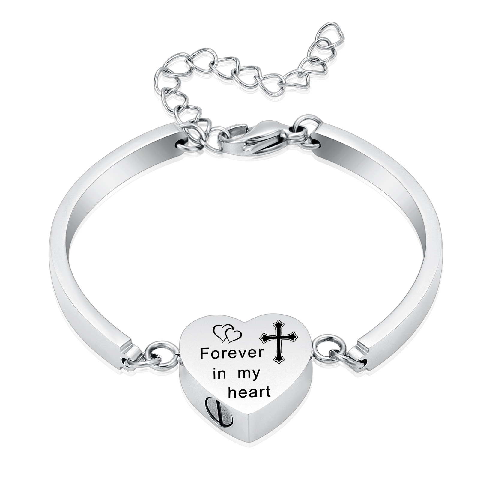 Stainless Steel Heart Urn Locket Funeral Cremation Jewelry For Ashes Bracelets - Picture 6 of 16